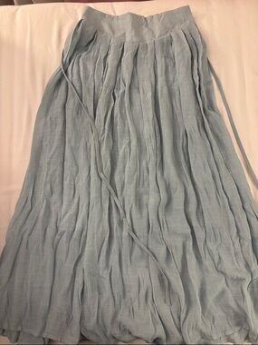 Light Blue Pleated Maxi Skirt